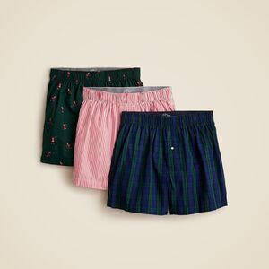 NIB J.Crew Men's Cotton Poplin Boxers Three-Pack Christmas Edition Size Small